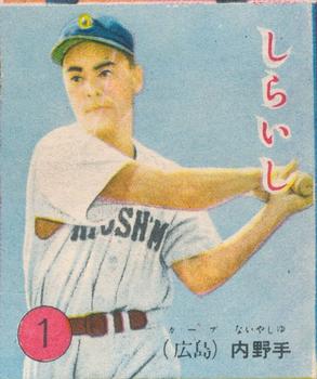 1951-52 Omoshiro Book New Year Furoku Karuta (JK 19) #1 Katsumi Shiraishi Front