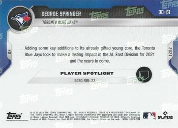 2021 Topps Now Road to Opening Day Toronto Blue Jays #OD-61 George Springer Back