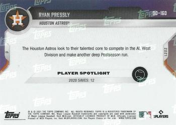 2021 Topps Now Road to Opening Day Houston Astros #OD-160 Ryan Pressly Back