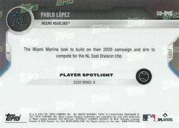 2021 Topps Now Road to Opening Day Miami Marlins #OD-249 Pablo Lopez Back