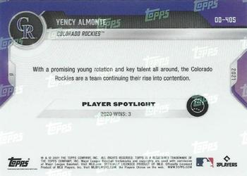 2021 Topps Now Road to Opening Day Colorado Rockies #OD-405 Yency Almonte Back