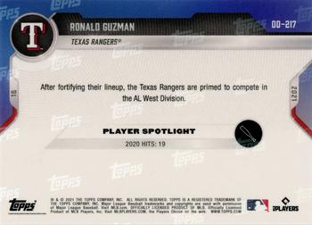 2021 Topps Now Road to Opening Day Texas Rangers #OD-217 Ronald Guzman Back