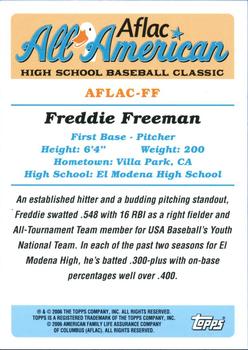 2006 Topps AFLAC All-American Classic - Promos #AFLAC-FF Freddie Freeman Back