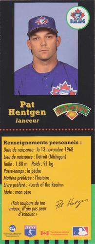 1998 Hit the Books Bookmarks Toronto Blue Jays #NNO Pat Hentgen Back