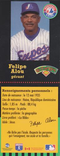 1998 Hit the Books Bookmarks Montreal Expos #NNO Felipe Alou Back