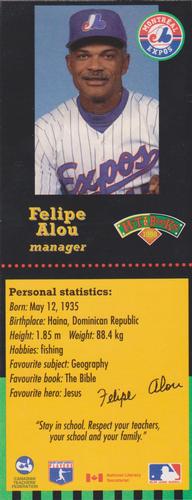 1998 Hit the Books Bookmarks Montreal Expos #NNO Felipe Alou Front