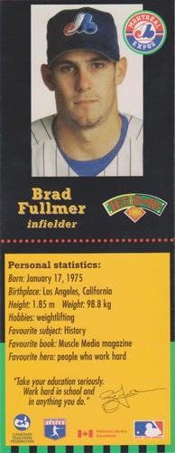 1998 Hit the Books Bookmarks Montreal Expos #NNO Brad Fullmer Front