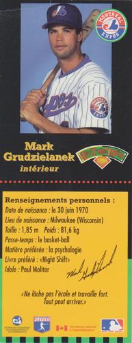 1998 Hit the Books Bookmarks Montreal Expos #NNO Mark Grudzielanek Back