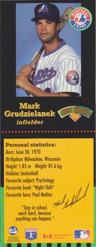 1998 Hit the Books Bookmarks Montreal Expos #NNO Mark Grudzielanek Front