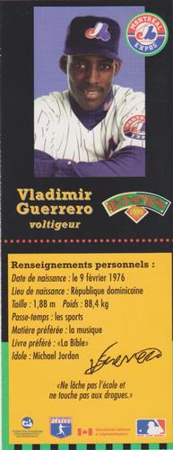 1998 Hit the Books Bookmarks Montreal Expos #NNO Vladimir Guerrero Back
