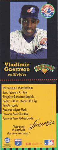 1998 Hit the Books Bookmarks Montreal Expos #NNO Vladimir Guerrero Front