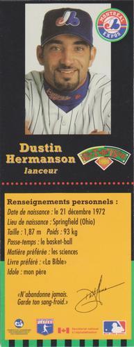 1998 Hit the Books Bookmarks Montreal Expos #NNO Dustin Hermanson Back