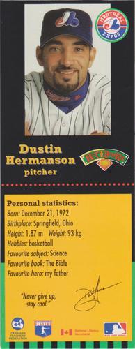 1998 Hit the Books Bookmarks Montreal Expos #NNO Dustin Hermanson Front