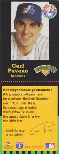 1998 Hit the Books Bookmarks Montreal Expos #NNO Carl Pavano Back