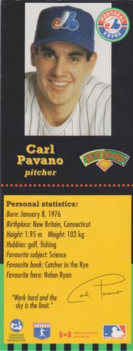 1998 Hit the Books Bookmarks Montreal Expos #NNO Carl Pavano Front