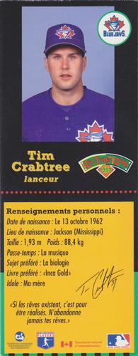 1997 Hit the Books Bookmarks Toronto Blue Jays #NNO Tim Crabtree Back