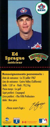 1997 Hit the Books Bookmarks Toronto Blue Jays #NNO Ed Sprague Back