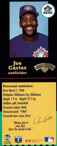 1997 Hit the Books Bookmarks Toronto Blue Jays #NNO Joe Carter Front