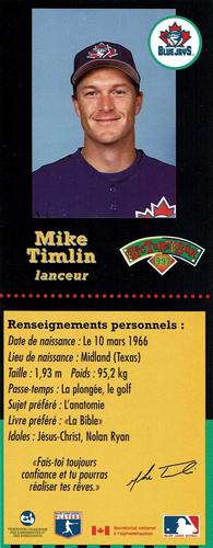 1997 Hit the Books Bookmarks Toronto Blue Jays #NNO Mike Timlin Back