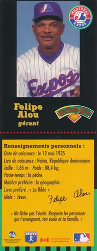 1999 Hit the Books Bookmarks Montreal Expos #NNO Felipe Alou Back