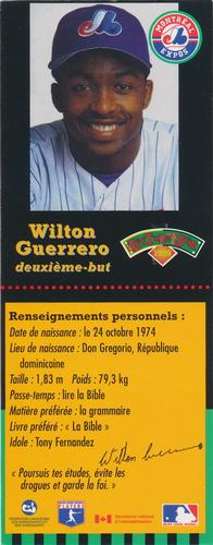 1999 Hit the Books Bookmarks Montreal Expos #NNO Wilton Guerrero Back