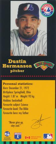 1999 Hit the Books Bookmarks Montreal Expos #NNO Dustin Hermanson Front