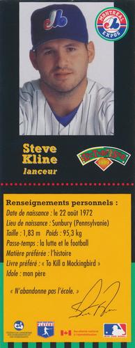 1999 Hit the Books Bookmarks Montreal Expos #NNO Steve Kline Back