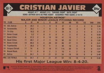 2021 Topps - 1986 Topps Baseball 35th Anniversary Green (Series One) #86B-70 Cristian Javier Back