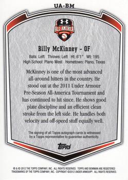 2013 Bowman Draft Picks & Prospects - Under Armour All-America Game Autographs #UA-BM Billy McKinney Back