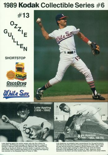 1989 Kodak Chicago White Sox #6 Ozzie Guillen / Luke Appling / Luis Aparicio Front