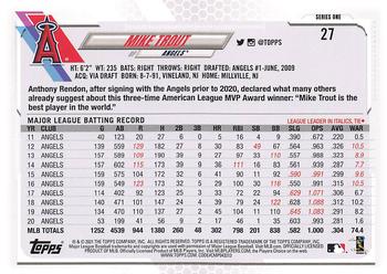 2021 Topps - Yellow #27 Mike Trout Back