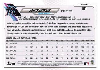 2021 Topps - Yellow #161 Lewis Brinson Back