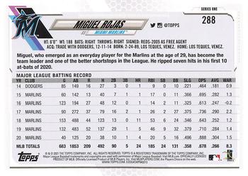 2021 Topps - Yellow #288 Miguel Rojas Back