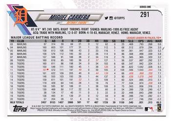 2021 Topps - Yellow #291 Miguel Cabrera Back