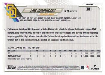 2021 Topps - Yellow #381 Luis Campusano Back