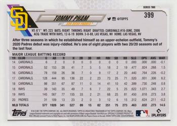 2021 Topps - Yellow #399 Tommy Pham Back