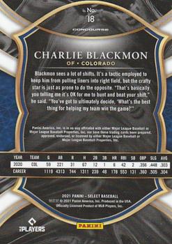 2021 Panini Select #18 Charlie Blackmon Back