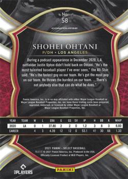 2021 Panini Select #58 Shohei Ohtani Back