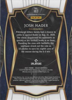 2021 Panini Select #183 Josh Hader Back