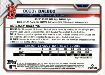 2021 Bowman Chrome #1 Bobby Dalbec Back