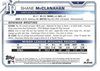 2021 Bowman Chrome #8 Shane McClanahan Back
