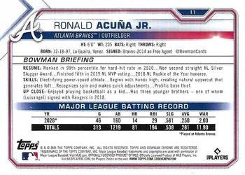2021 Bowman Chrome #11 Ronald Acuña Jr. Back