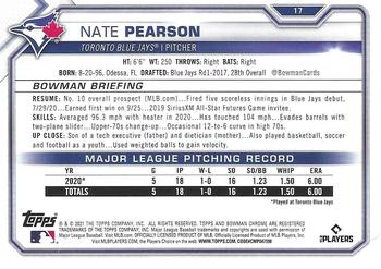 2021 Bowman Chrome #17 Nate Pearson Back