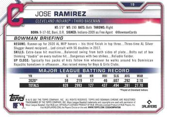 2021 Bowman Chrome #19 Jose Ramirez Back