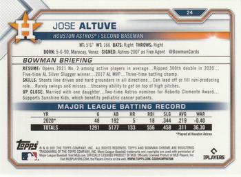 2021 Bowman Chrome #24 Jose Altuve Back