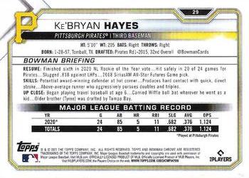 2021 Bowman Chrome #29 Ke'Bryan Hayes Back