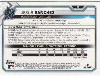 2021 Bowman Chrome #35 Jesus Sanchez Back