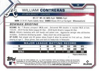 2021 Bowman Chrome #38 William Contreras Back