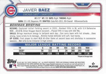 2021 Bowman Chrome #53 Javier Baez Back