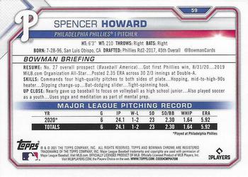 2021 Bowman Chrome #59 Spencer Howard Back